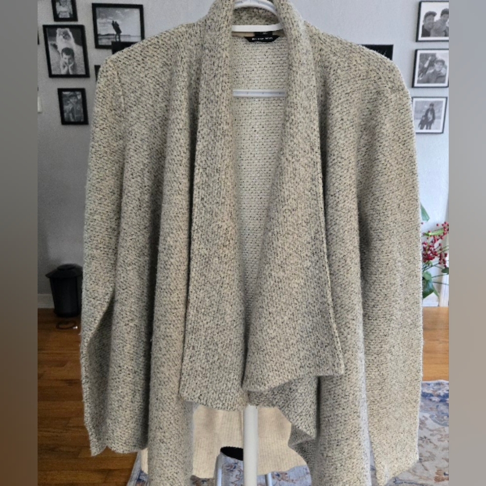 CLUB MONACO Women's Cream/Grey Sweater jacket